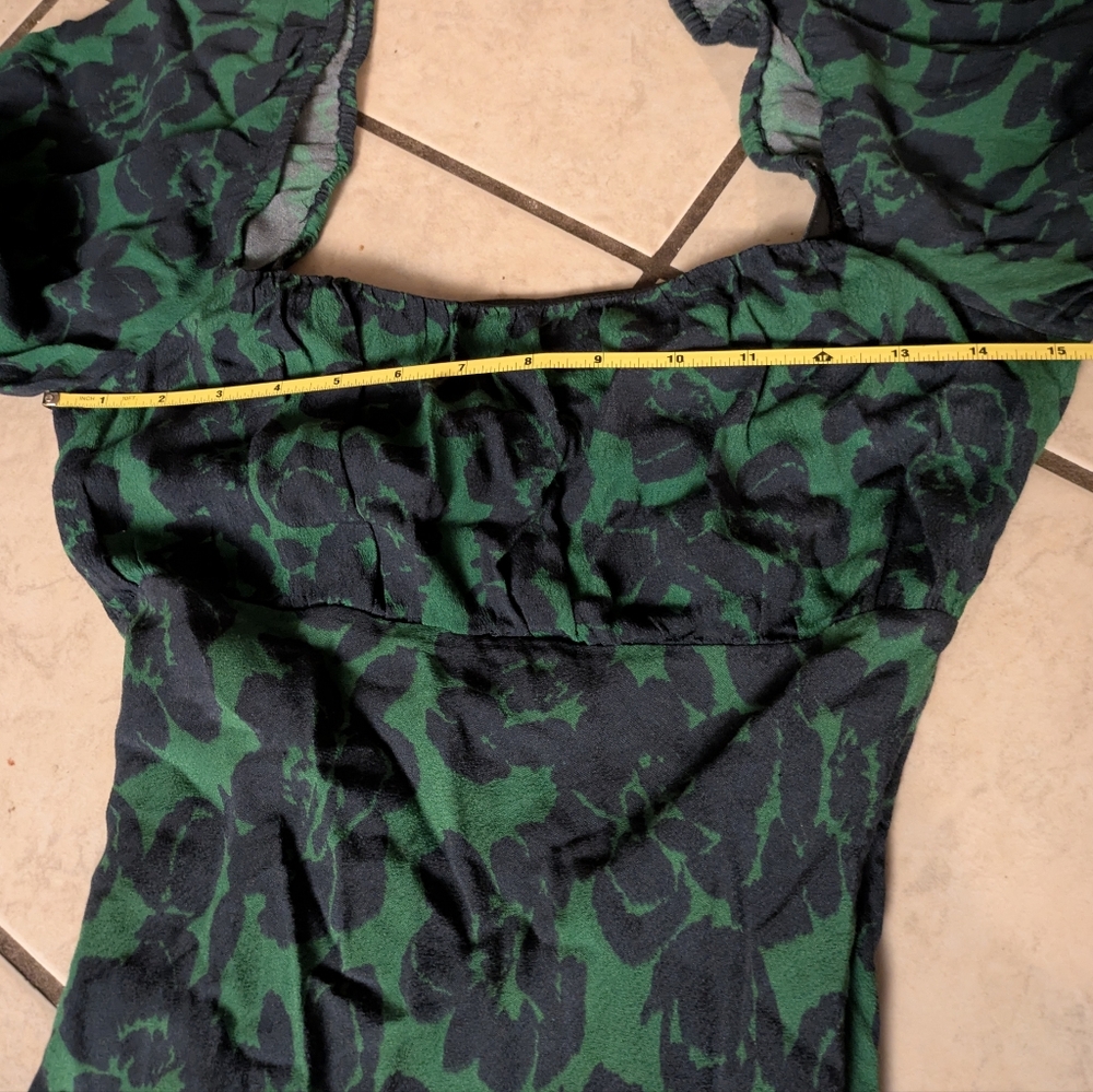 Peter Som Scoop Neck Green Floral Midi Dress Size 0 - Picture 7 of 9